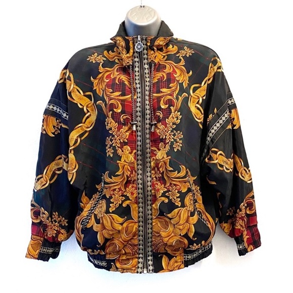 90s Vintage Baroque Bomber Jacket Size Small - Picture 2 of 7